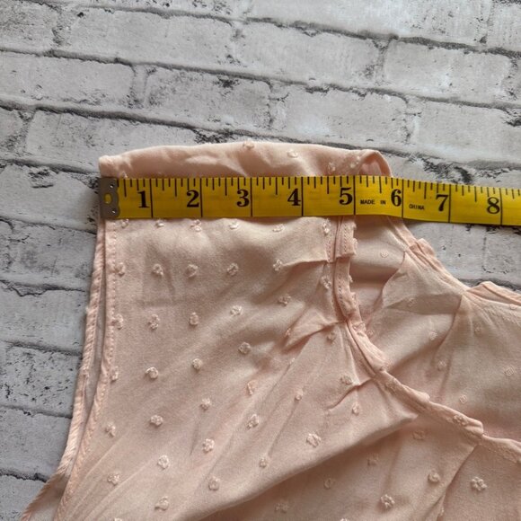 LC Lauren Conrad Light Pink Swiss Dot Women's Cap Sleeve Blouse Size M - Picture 8 of 10